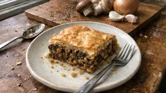 Νηστίσιμη μανιταρόπιτα με χωριάτικο φύλλο – τραγανή και χωρίς «νερά»