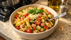 Σαλάτα ζυμαρικών με πένες και ντρέσινγκ μουστάρδας-μελιού, έτοιμη σε λίγα λεπτά