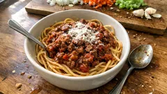 Σπαγγέτι με αυθεντική μπολονέζ: πλούσια σάλτσα κιμά με αργό σιγομαγείρεμα