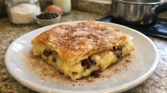 Μπουγάτσα Θεσσαλονίκης με κρέμα βανίλιας και σοκολάτα — τραγανή και ζεστή