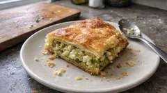 Πρασόπιτα με σφολιάτα και φέτα: τραγανή απ’ έξω, κρεμώδης μέσα