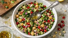 Οσπριοσαλάτα με σιτάρι και ρόδι: χορταστική, δροσερή και ιδανική για meal prep