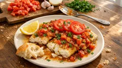 Ψάρι αλά Σπετσιώτα στον φούρνο: ζουμερό σε μελωμένη σάλτσα ντομάτας