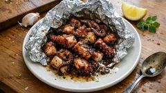 Χταπόδι ψητό στο αλουμινόχαρτο: τρυφερό, ζουμερό και με ζουμάκι για σερβίρισμα