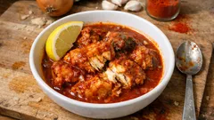 Μπουρδέτο Κέρκυρας με σκορπίνα: πικάντικη κόκκινη σάλτσα που δένει σωστά