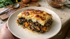 Μουσακάς χωρίς μελιτζάνες: με ρύζι, σπανάκι και πλούσια μπεσαμέλ στο ταψί