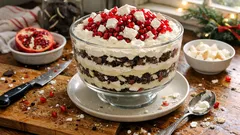 Χριστουγεννιάτικο trifle με μαρέγκες, γεμιστά μπισκότα και ρόδι — σε στρώσεις