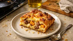 Λουκανικόπιτα σουφλέ με κρουασανάκια και κολοκύθα – αφράτη, με κρεμώδη καρδιά