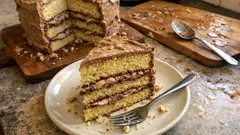 Τούρτα με μερέντα σε 4 στρώσεις: αφράτο παντεσπάνι βανίλιας και βελούδινη κρέμα