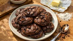 Σοκολατένια chocolate chip cookies με κακάο – μαλακά στο κέντρο, έτοιμα σε 12′