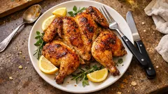 Κοτόπουλο πεταλούδα με λεμόνι και μυρωδικά: ζουμερό και με τραγανή πέτσα