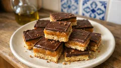 Μπισκότα ταψιού με καραμέλα γάλακτος και σοκολάτα — κόβονται σε τέλεια τετράγωνα