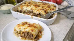 Κανελόνια με κιμά και γρήγορη μπεσαμέλ στο φούρνο – ζουμερά και ροδοψημένα